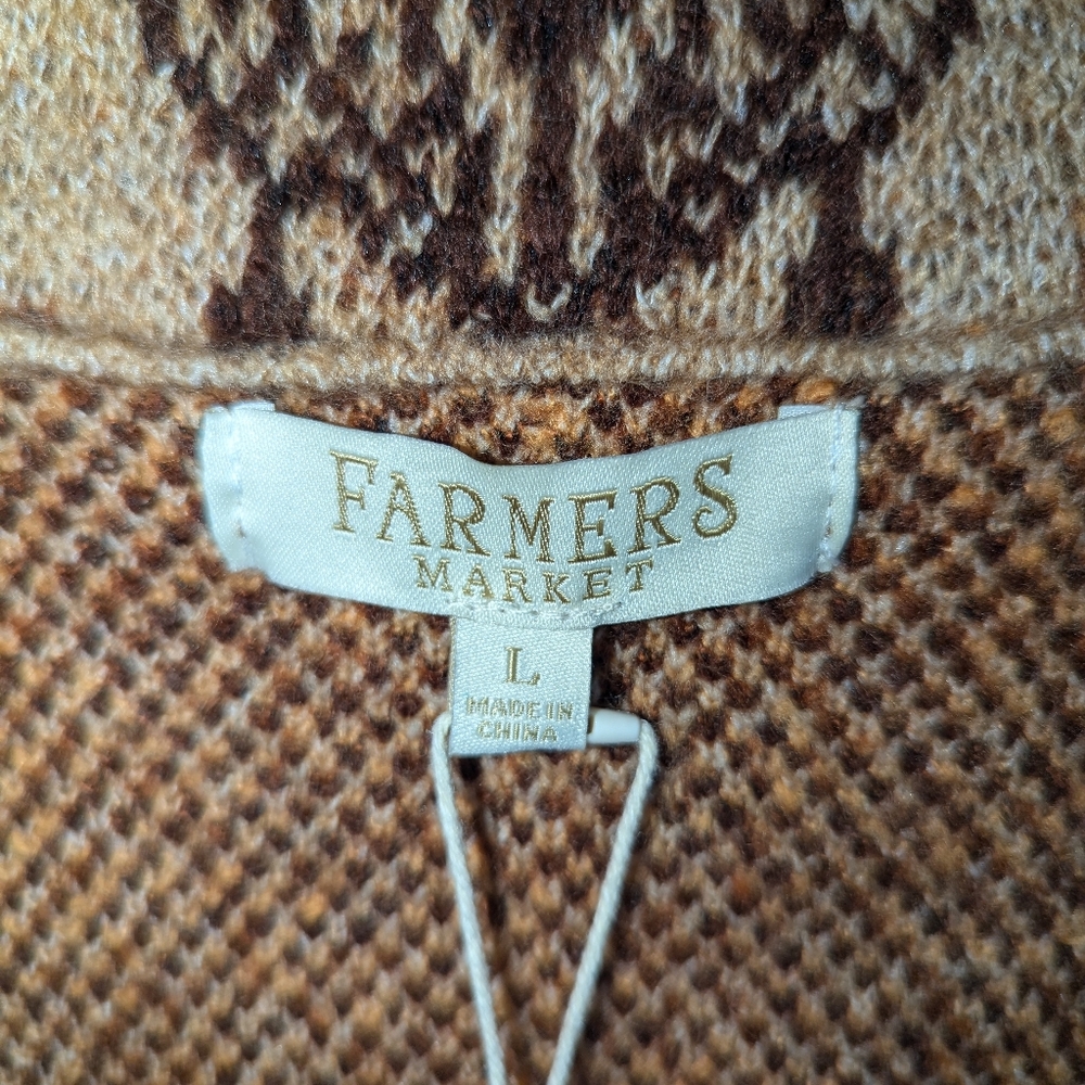 Farmers Market Jacquard Knit Coatigan / Cardigan Coat - Picture 5 of 7